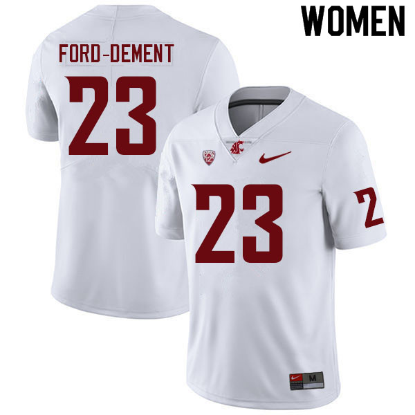 Women #23 Kaleb Ford-Dement Washington State Cougars College Football Jerseys Sale-White - Click Image to Close